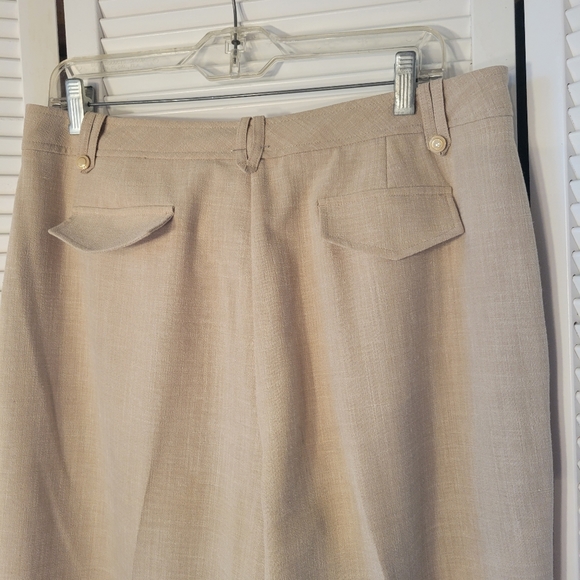 ST JOHN  COLLECTION  SZ16 TAN WIDE LEG SLACKS WITH FRONT POCKETS - Picture 5 of 13